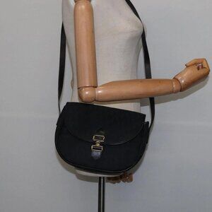 Christian Dior Trotter Canvas Shoulder Bag Black Gold Auth